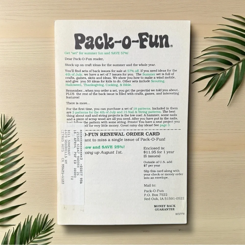 Pack-O-Fun Magazine Crafts, Games & Fun for Kids – Vintage DIY Craft Patterns